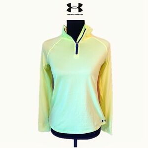 UNDER ARMOUR 1/4 Zip Loose Fit HeatGear Pullover Shirt Youth Size XL Neon Yellow